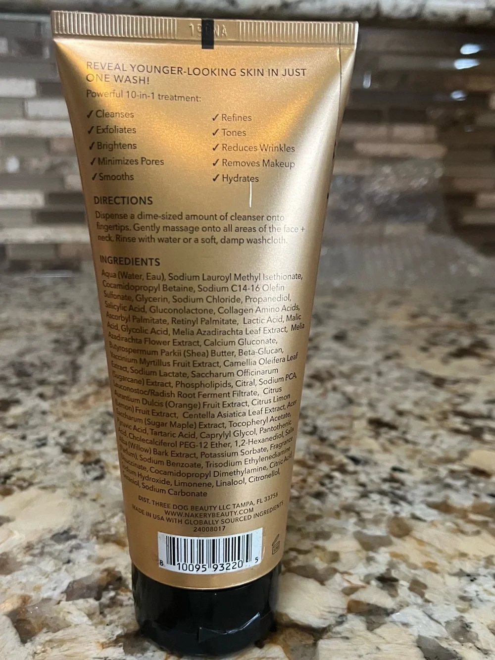 Nakery instant reset collagen cleanser, youth revealer, facial wash